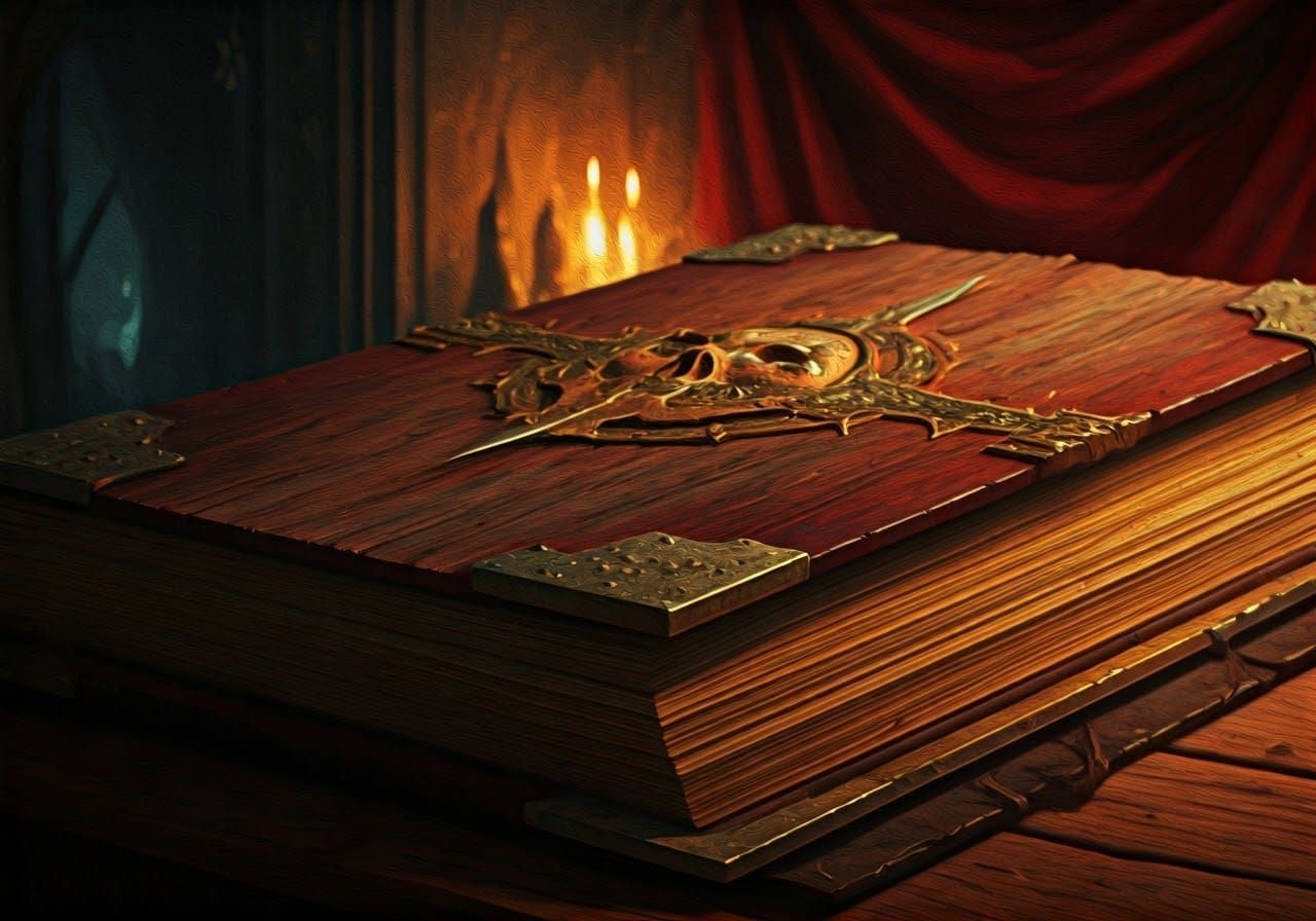 Grimdark Tome of Necromancy as Oil Painting