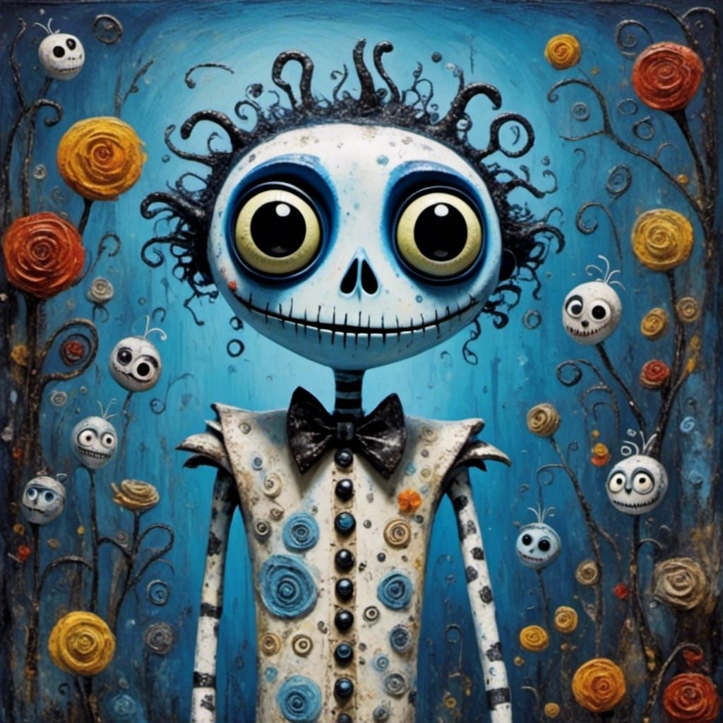 Creepy Doll in Burton Style, Dubuffet-Inspired