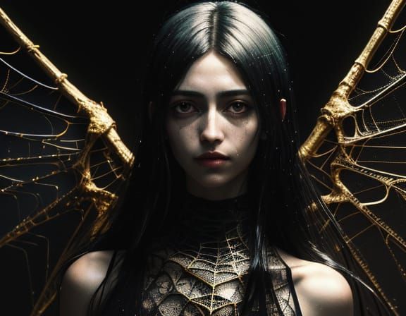 Angelic Figure Trapped in Sinful Webs Oil Painting