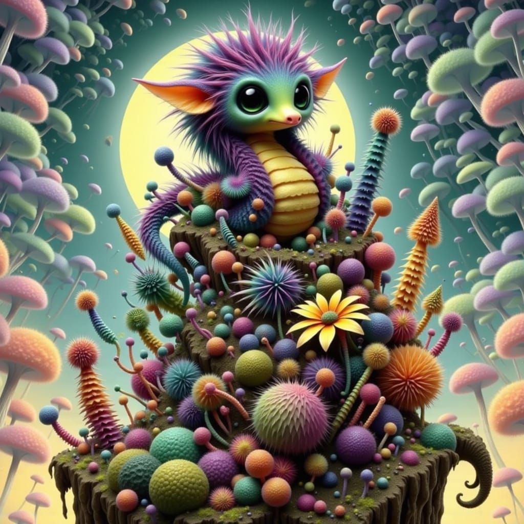 Mythical Creatures in Dreamlike Landscape