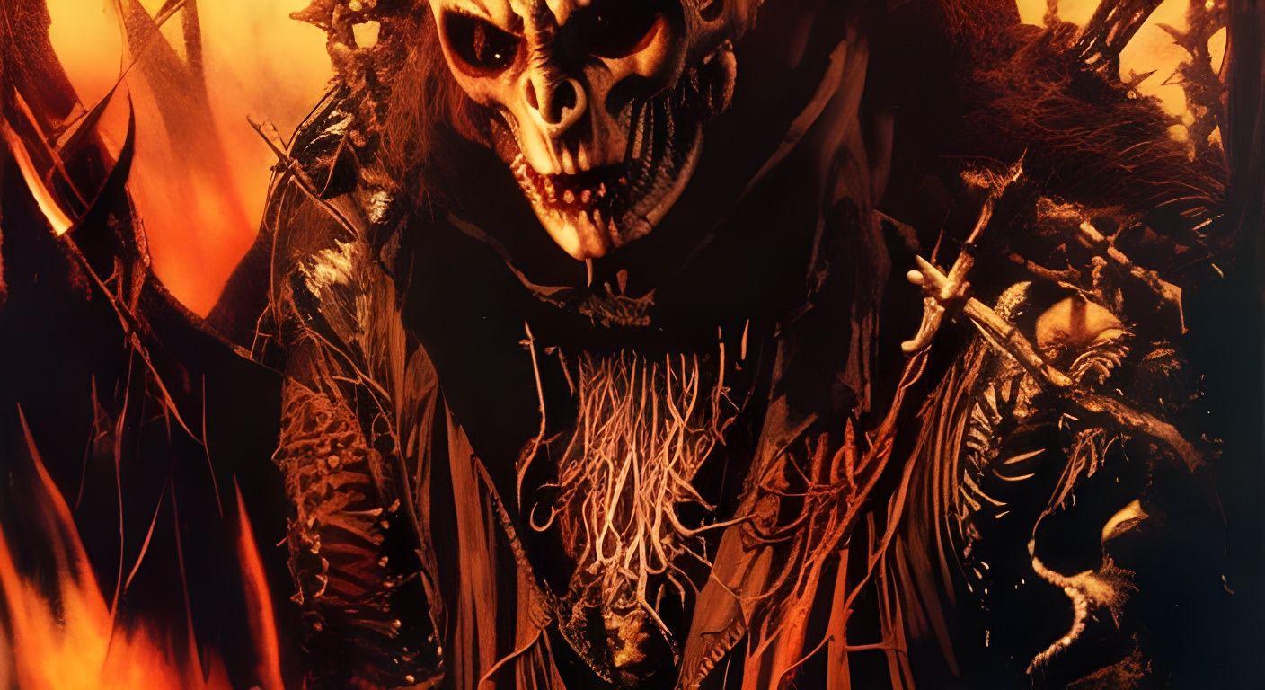 Creepy Samhain Scarecrow in Dark Harvest Scene