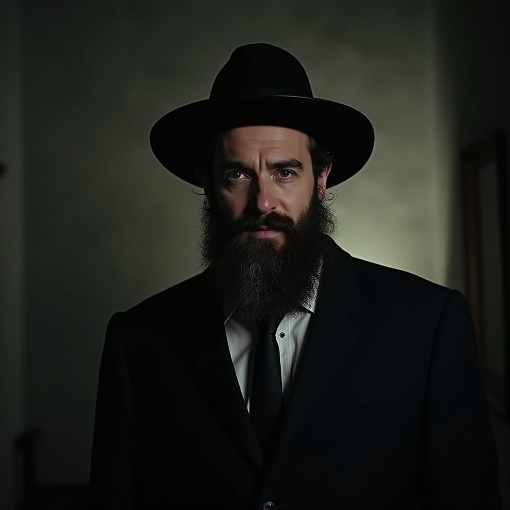 Devout Jewish Man in Atmospheric Cinematic Portrait