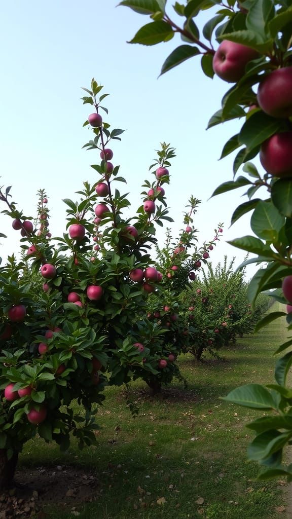 Orchard of Apple Trees laden with Apples
