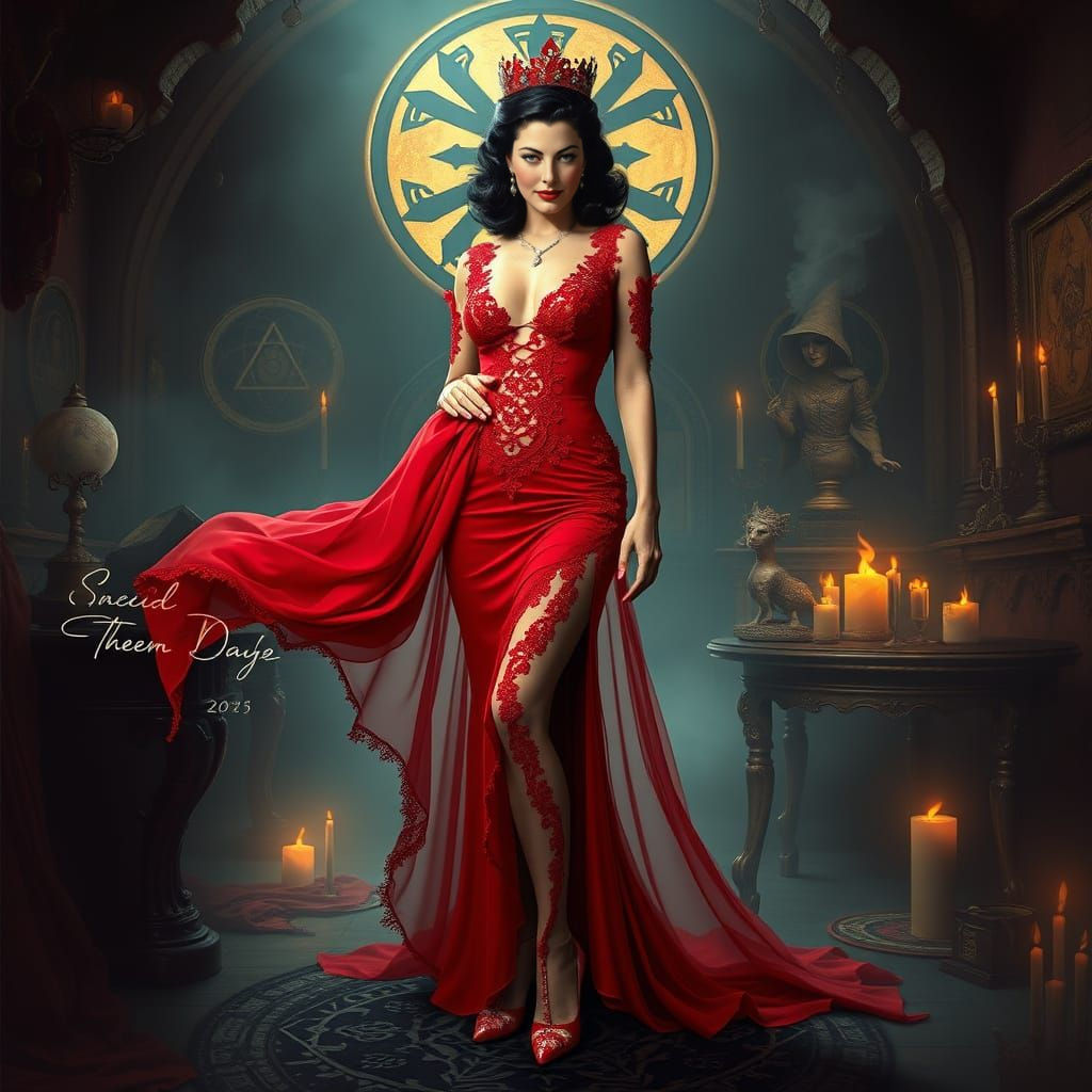 Evil Witch Queen in a Place of Witchcraft Symbols