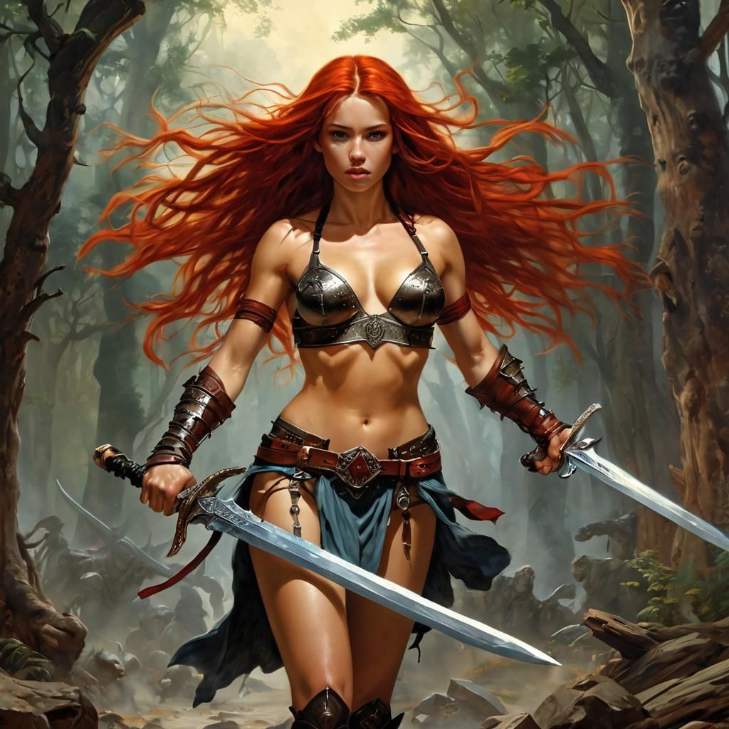 Fantasy Warrior with Sword in Photographic Style