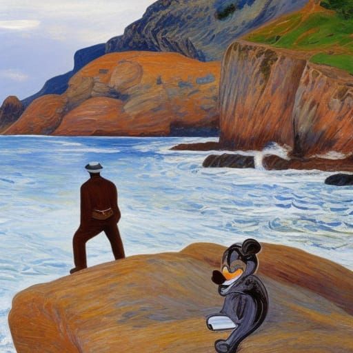 Rocky Balboa Coastline Carved Portrait in Oil