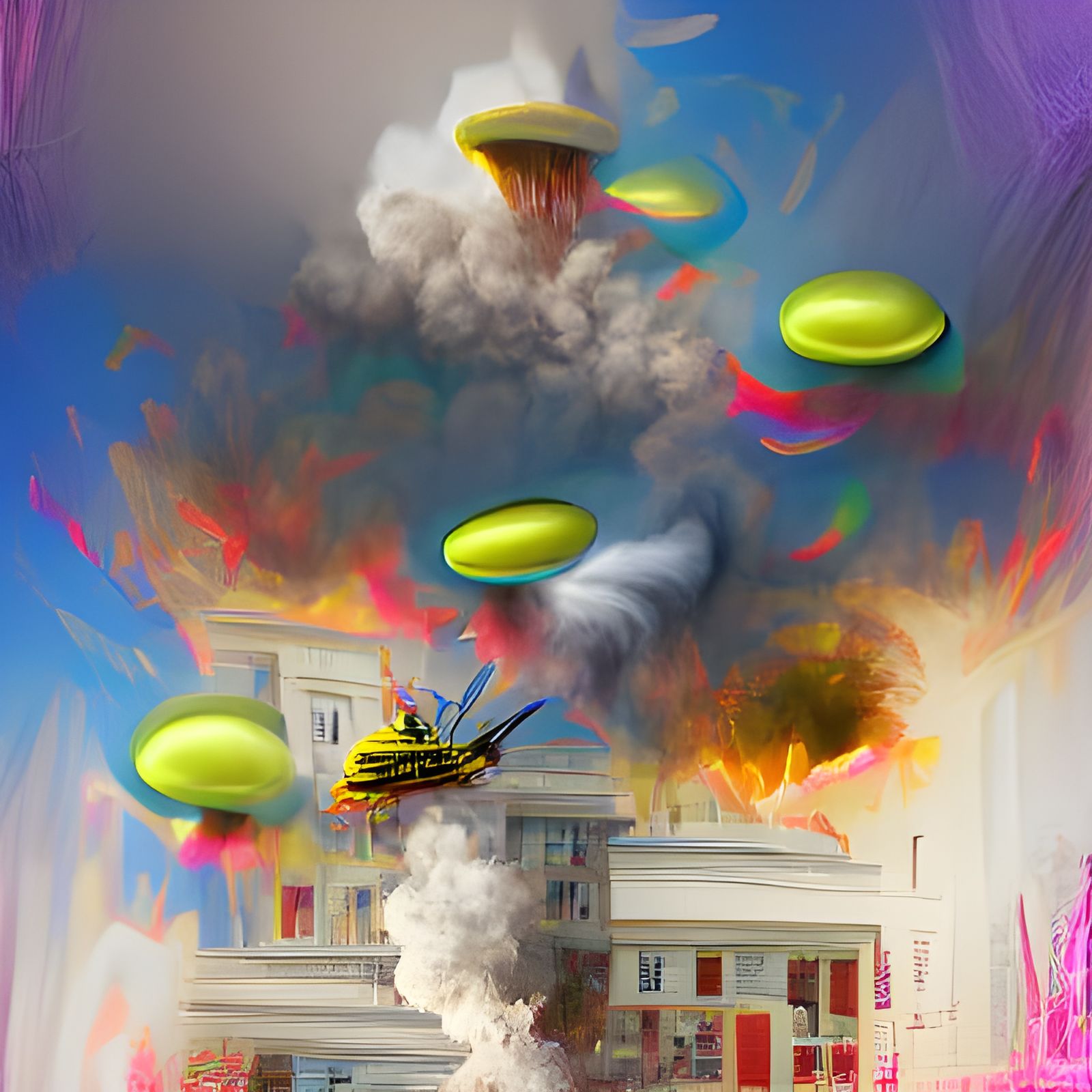 Flying Saucers Attack the White House in Digital Art