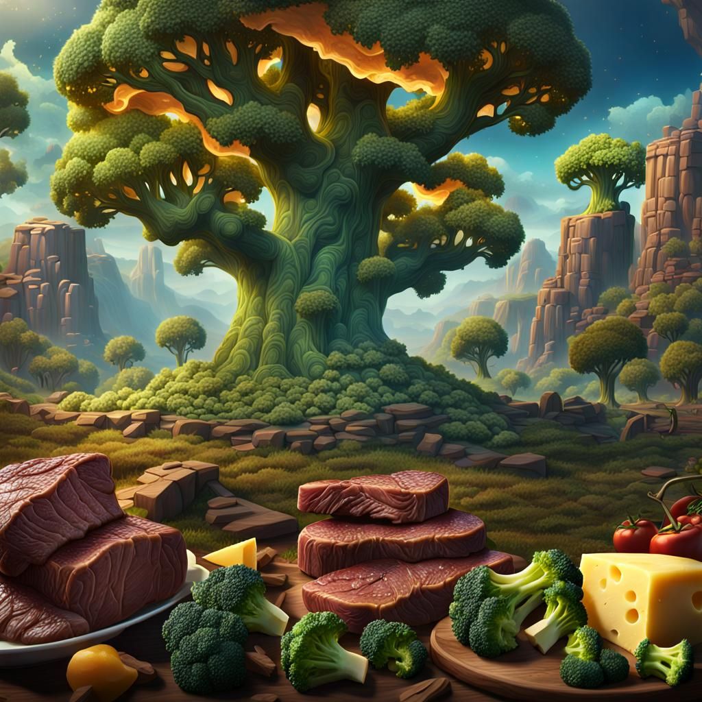 Fantastic Food World: Cheese, Broccoli Trees, and Steak