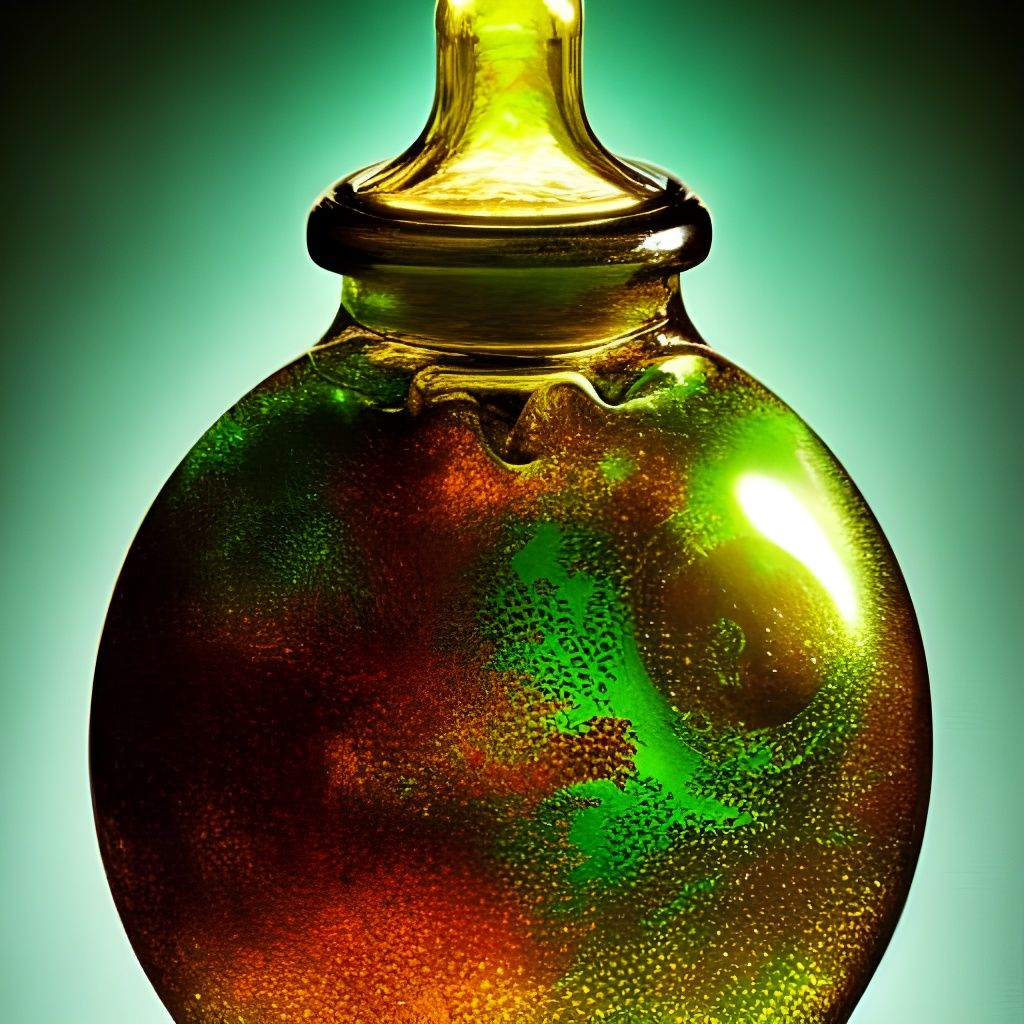 Ornate Potion Bottle, Giger-Inspired Digital Art