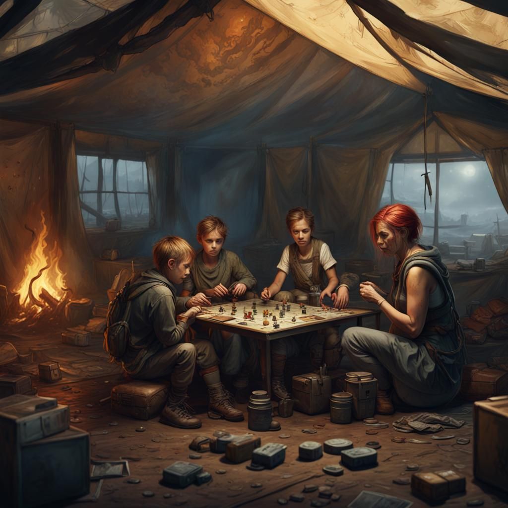 Post-Apocalyptic Family Game Night: Detailed Matte Painting
