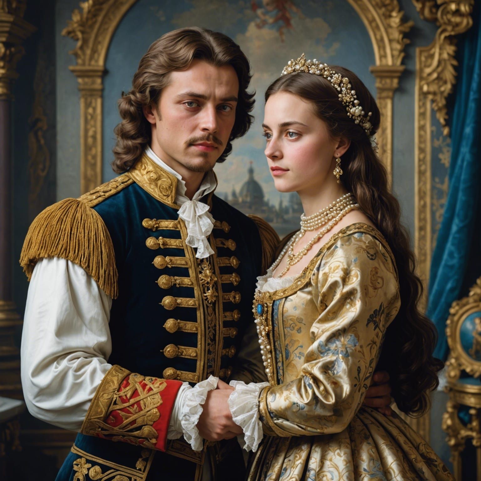 Peter the Great and Eudoxia in Traditional Attire