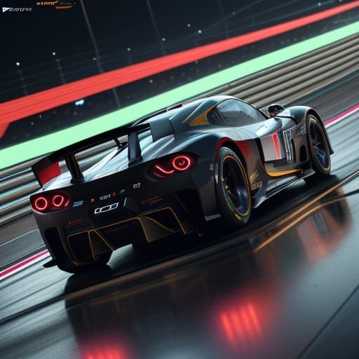 Sleek High-Tech Racing Car Zooms Down Futuristic Track