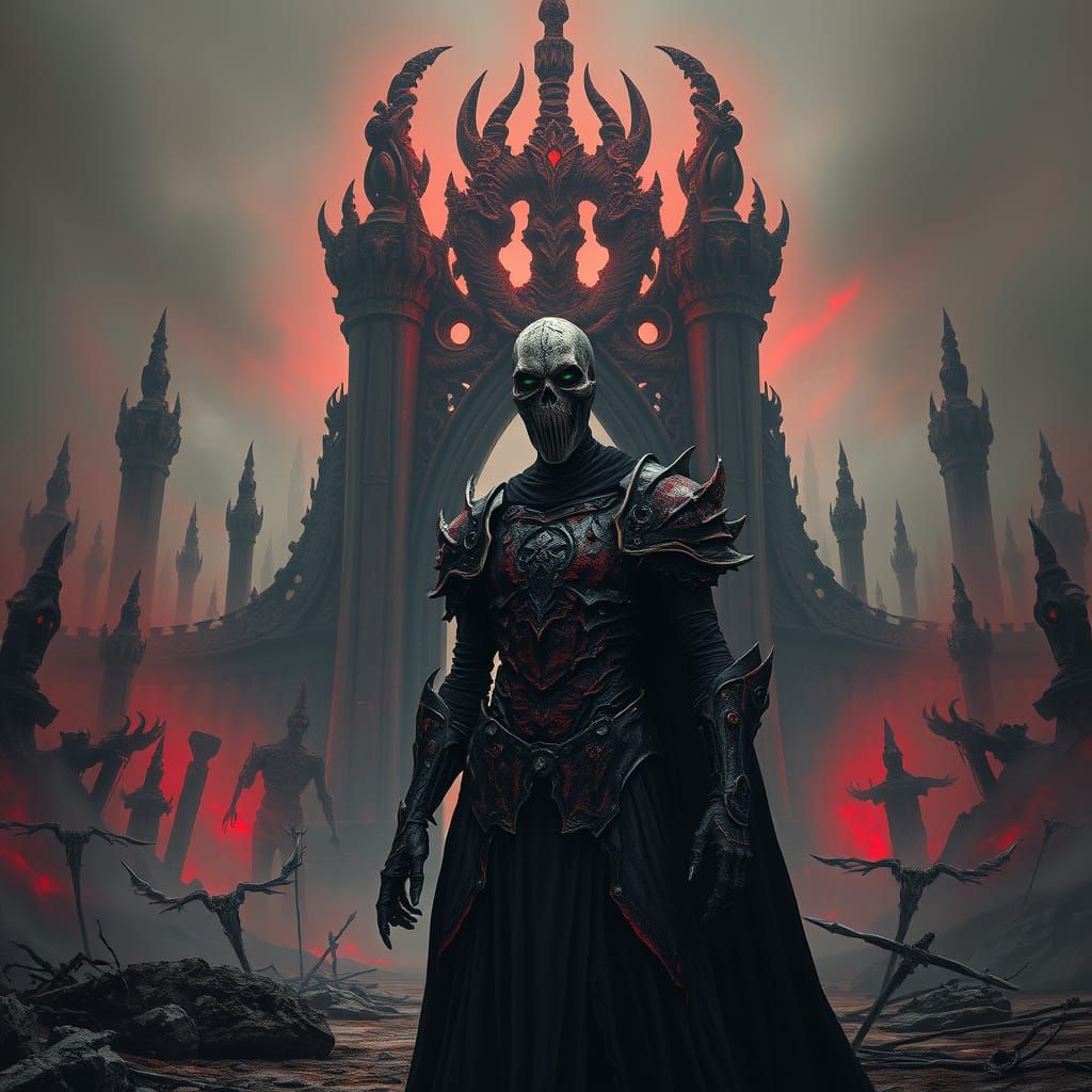 Spectral Knight Guards Gate in Dark Fantasy Realm