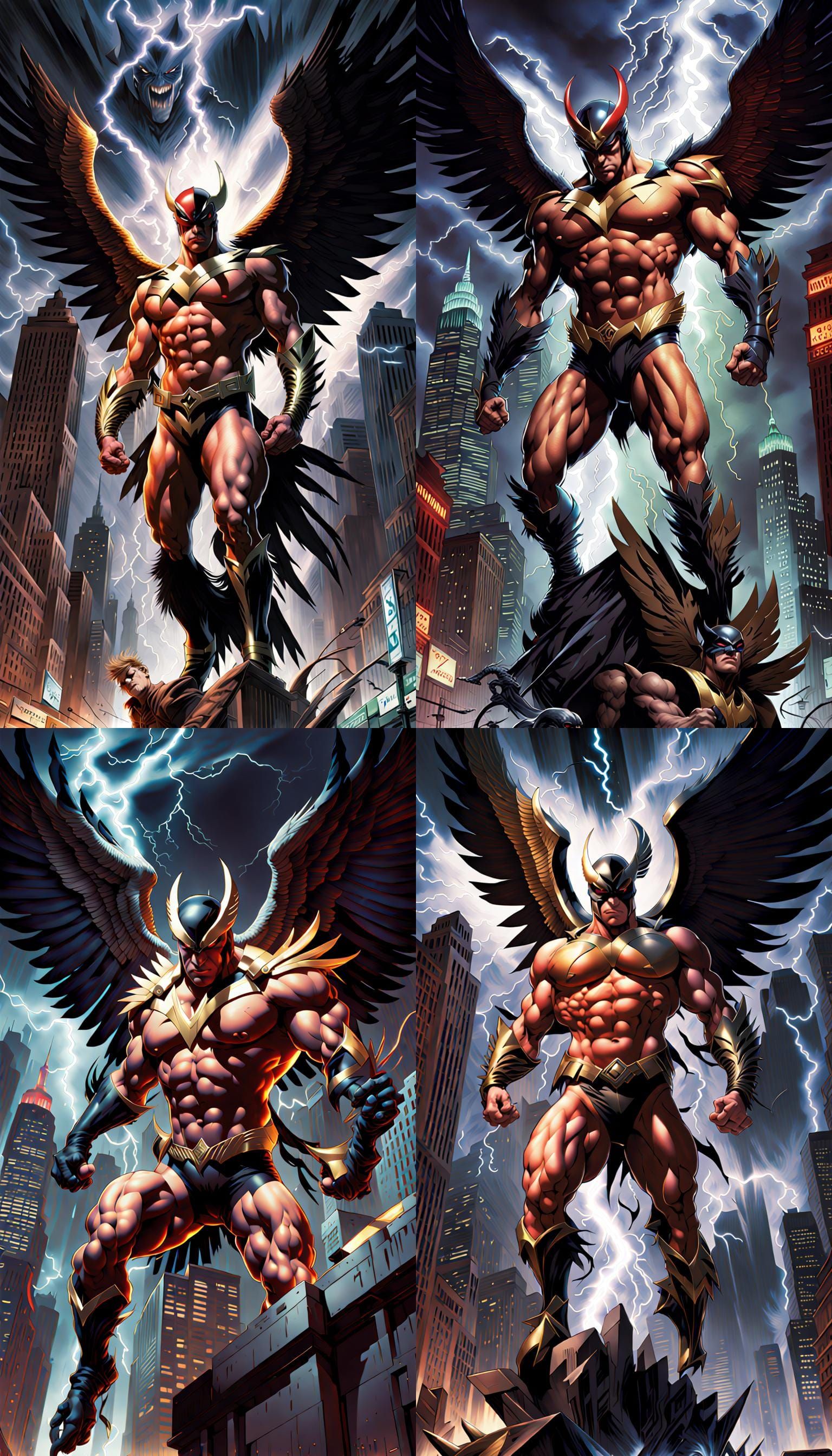 Venom Hawkman Amalgamation in Dystopian Thunderstorm
