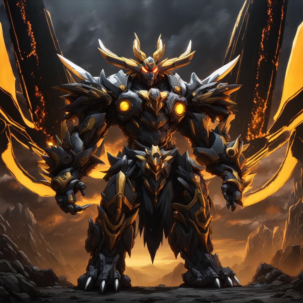 Wargreymon with Black Sun in Hyperdetailed Digital Art