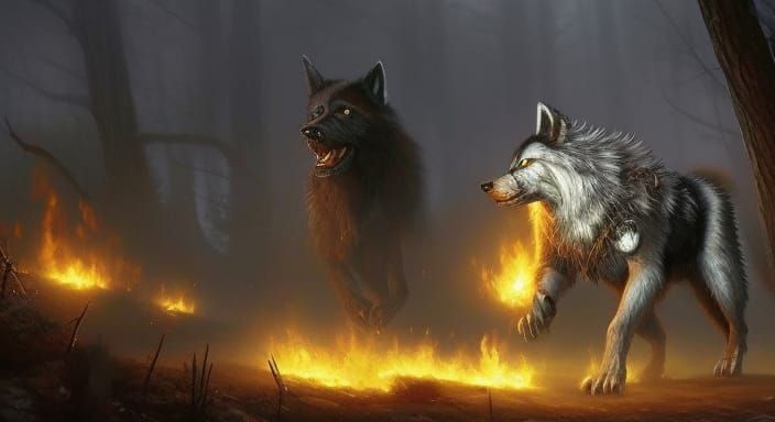 Anthropomorphic Wolf Mercenary in Dark Fantasy Style