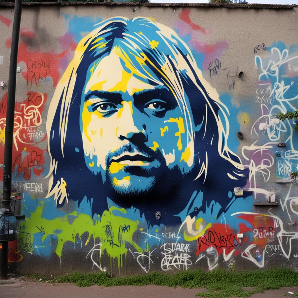 Kurt Cobain Graffiti Art Portrait