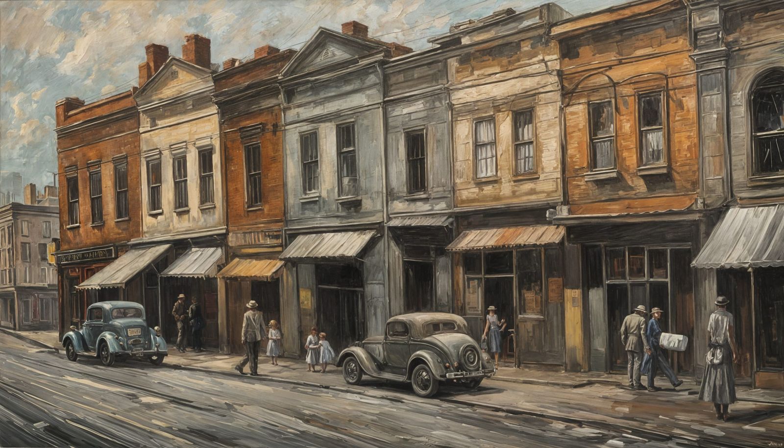 Woolloomooloo Street Scene 1930s Oil Painting