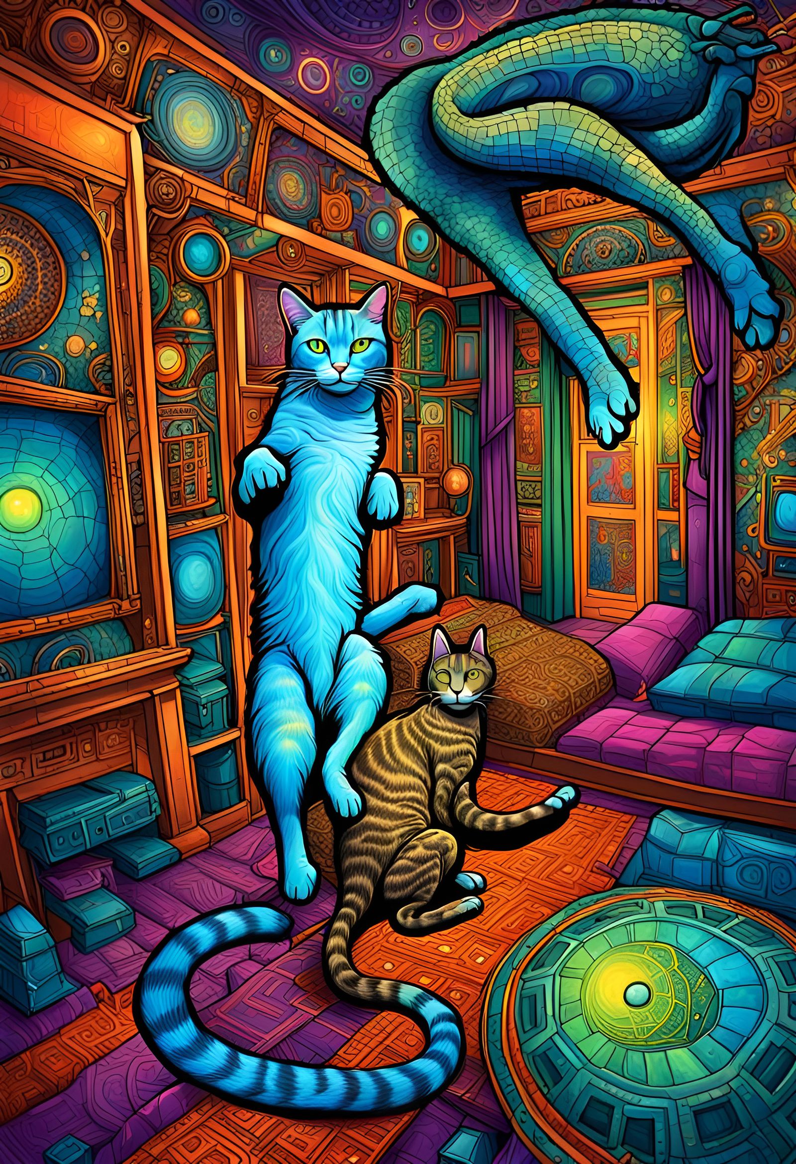 Psychedelic Castle: Abstract Mixed Media Illustration