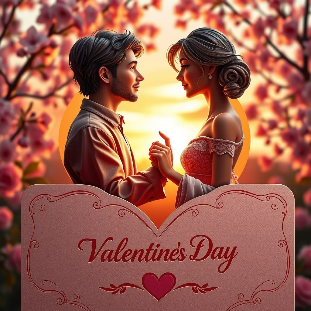 Hyper-Realistic Couple in Tender Dance, Valentine's Day Card...