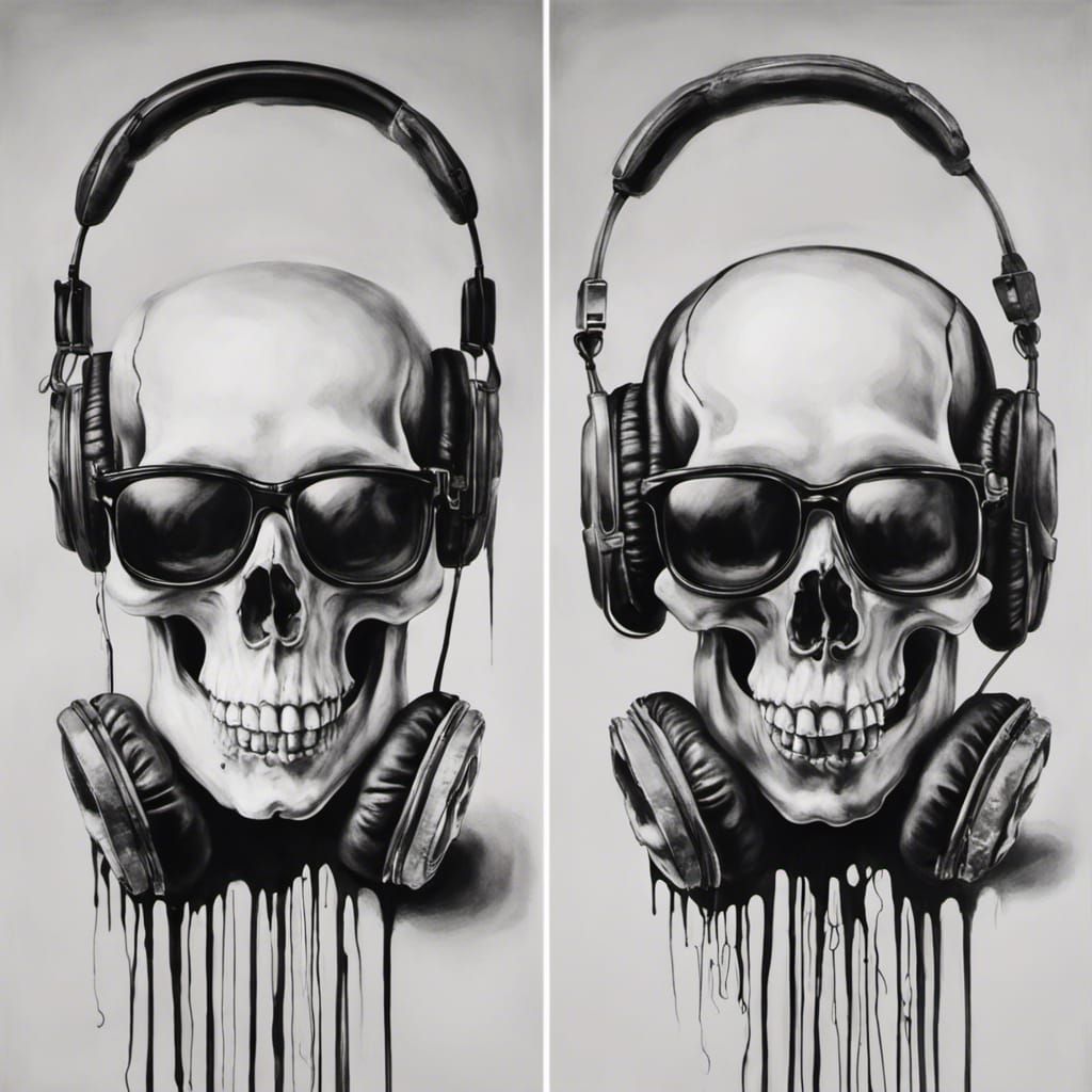 Three Skulls Tattoo Design in Surreal Style