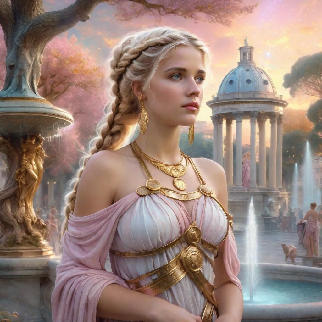 Young Beautiful Women in a Roman palla in a Roman Fantasy Wo...