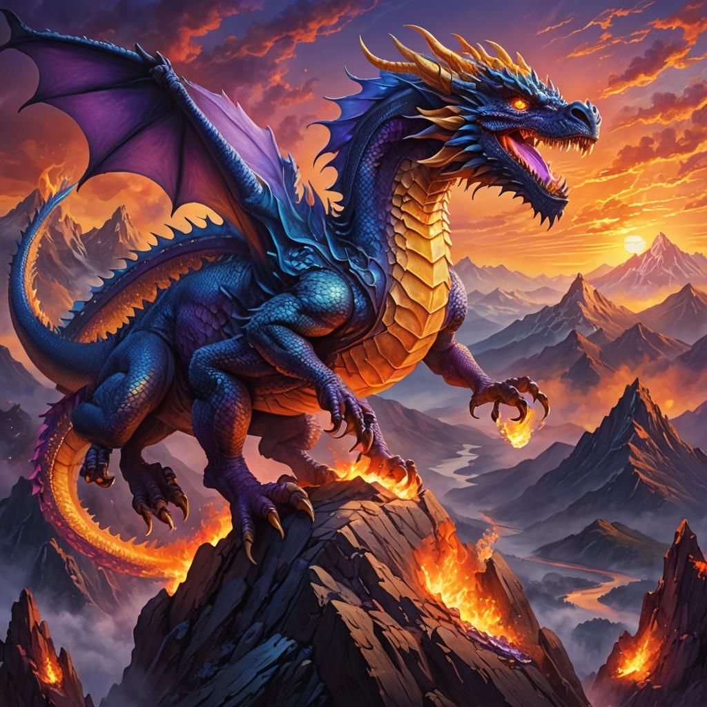 Blue and Purple Dragon Fantasy Matte Painting