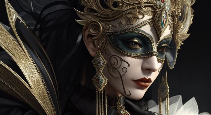 Venetian Carneval Beauty in Rembrandt Lighting