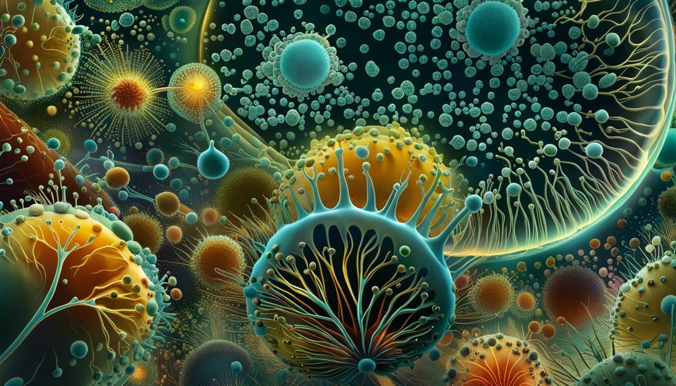 Detailed Microscopic View of Amoebas Illustration
