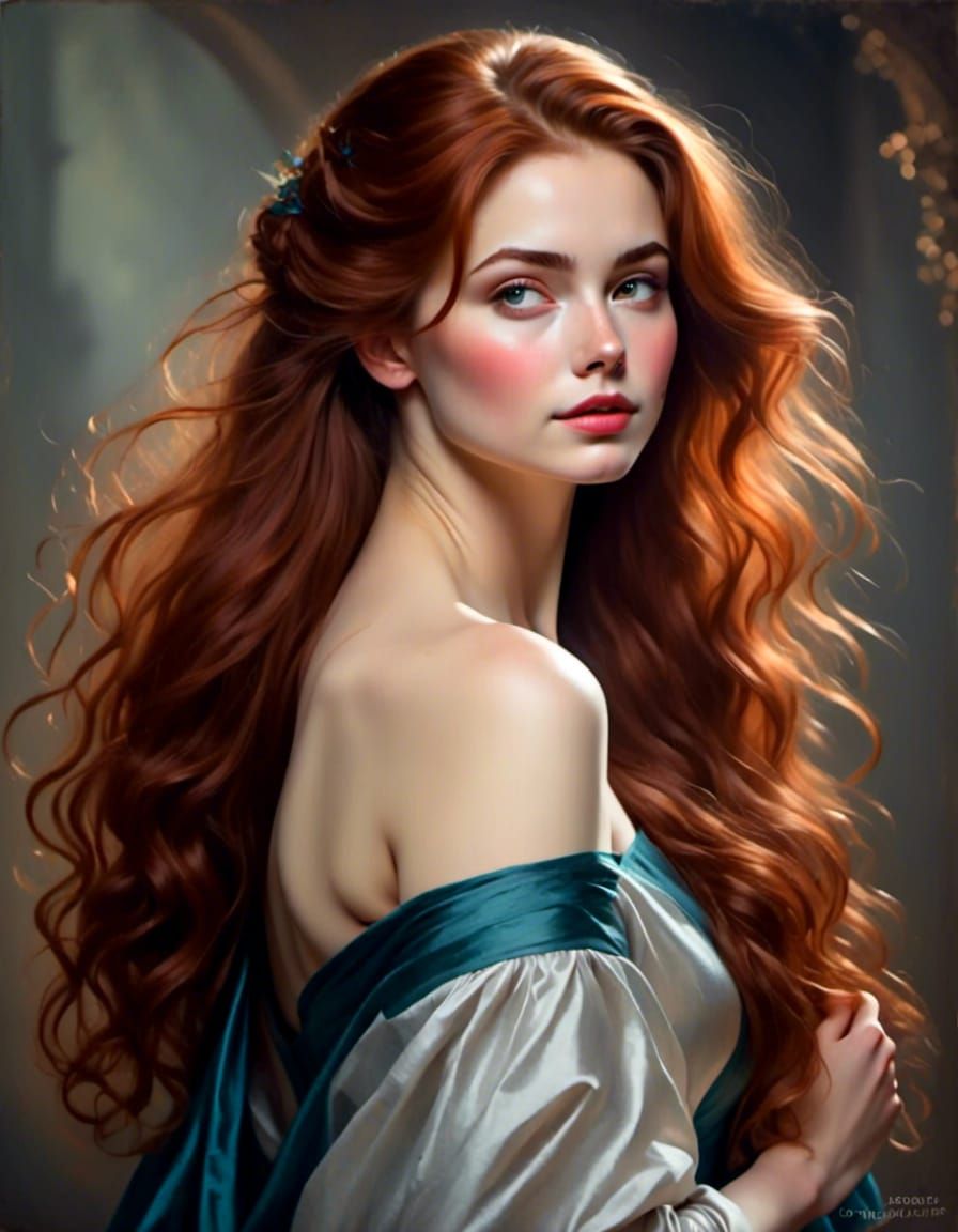 Auburn-Haired Beauty: Mystical Portrait of a Curvy Woman