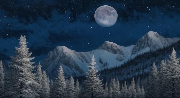 Wolves Howling Under Moonlight: Oil Painting