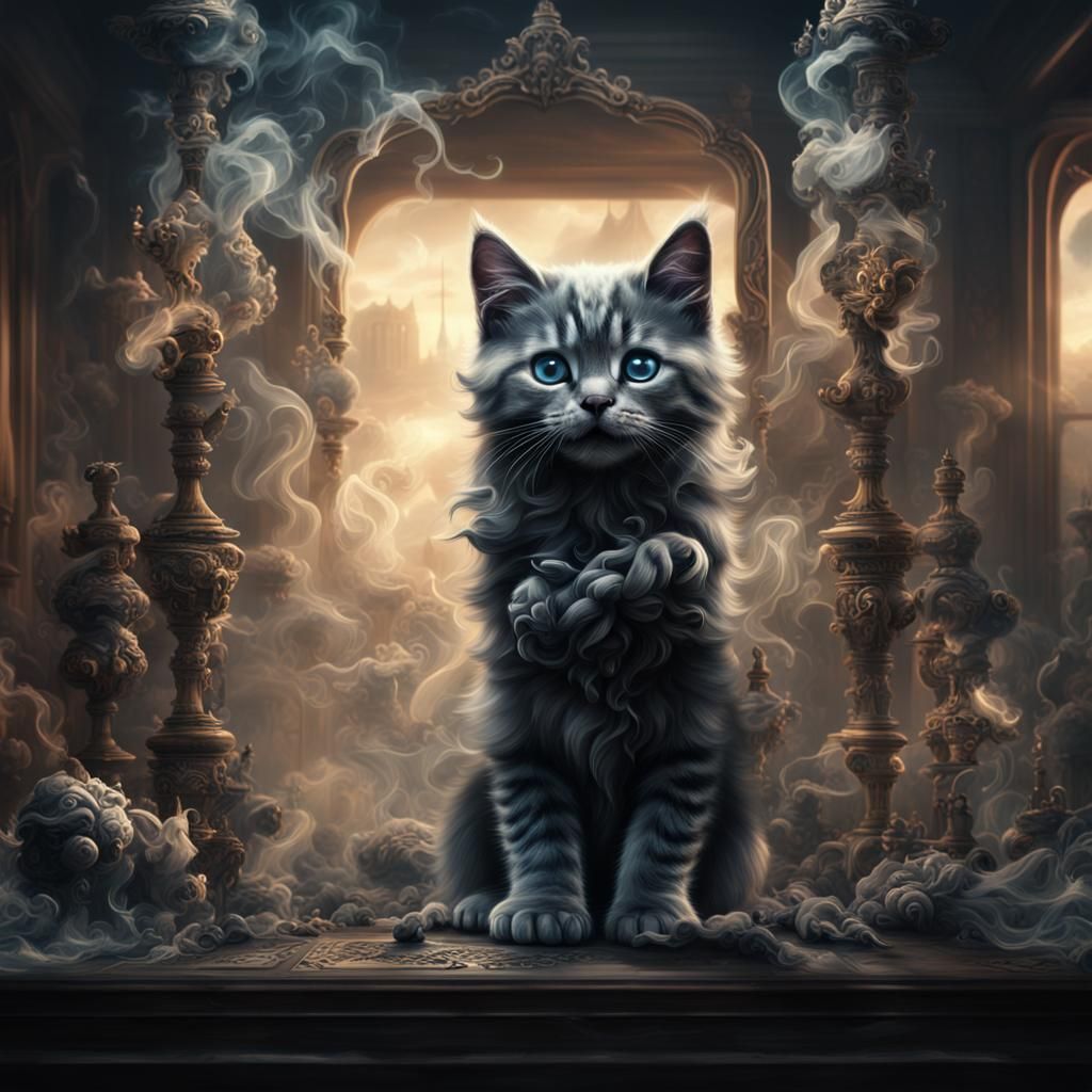 Ethereal Kitten Made of Smoke and Mirrors