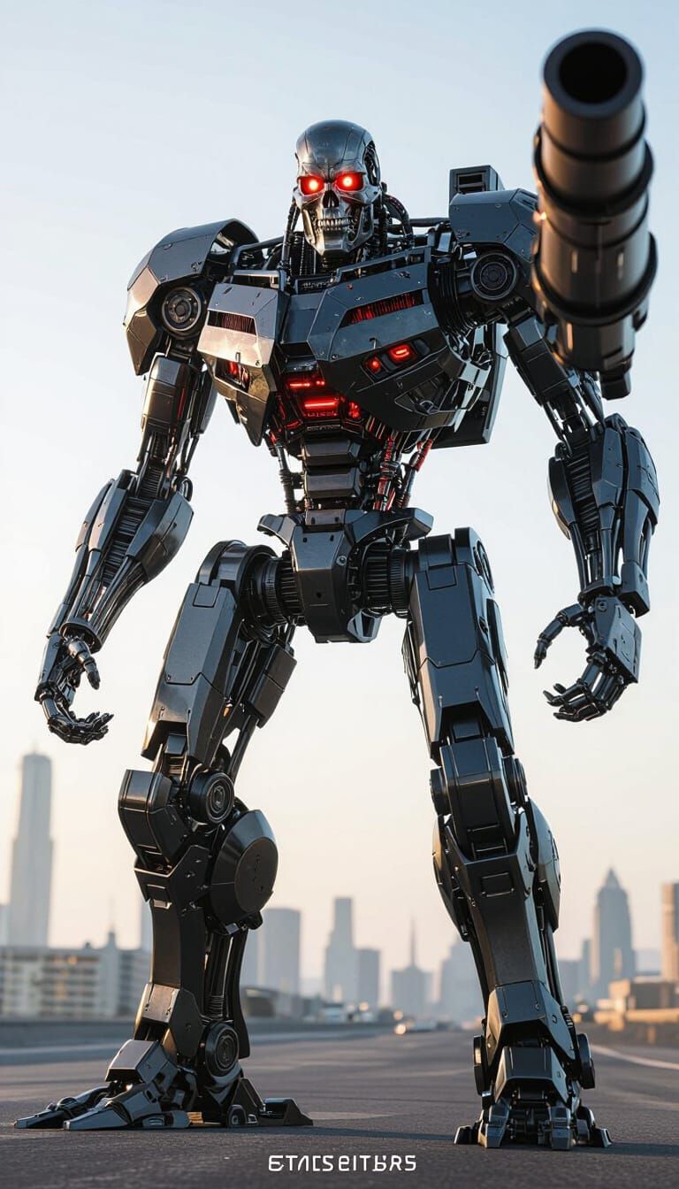 Biomechanical War Machine in Cinematic Tilt-Shift