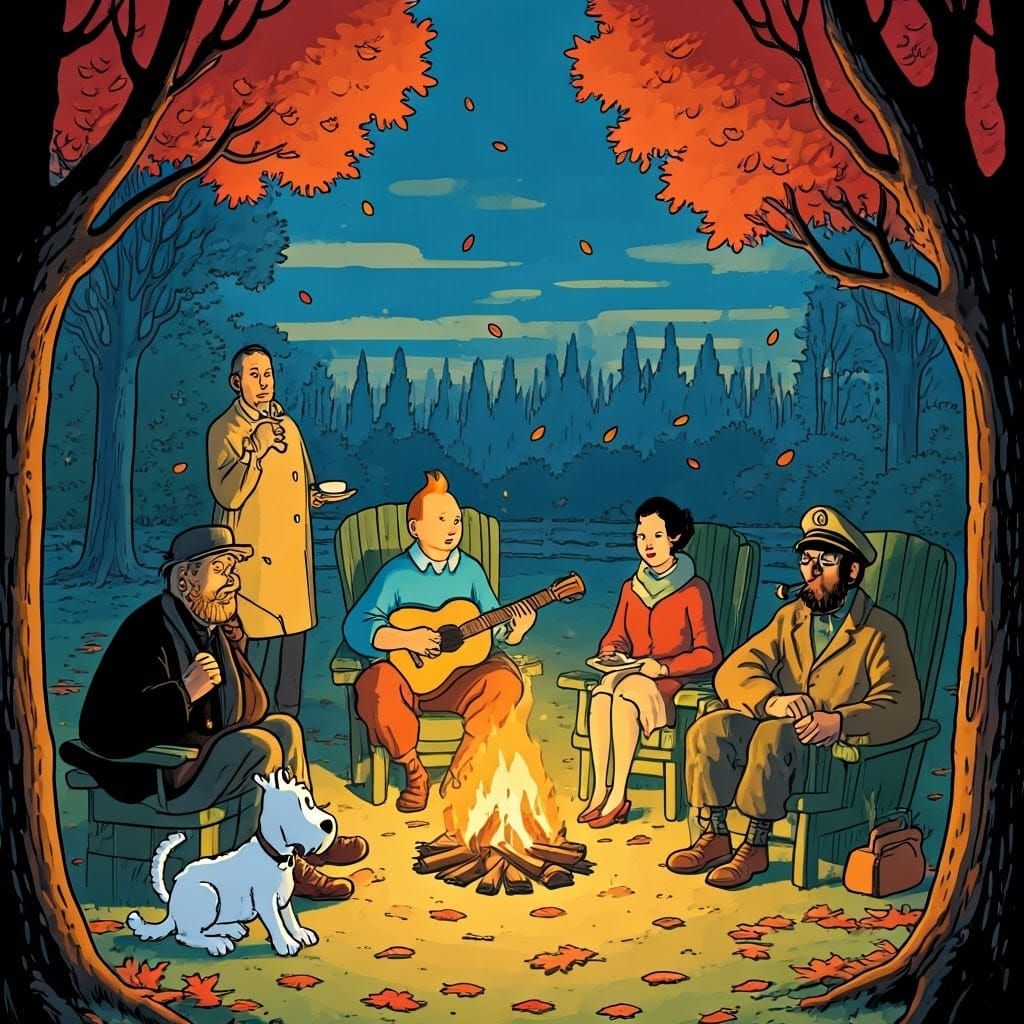 Tintin and Friends at Marlinspike Hall Campfire