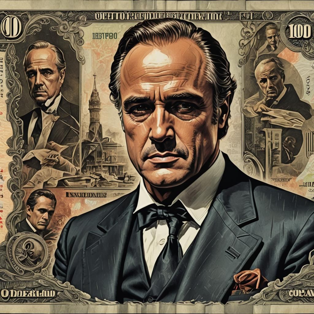 Marlon Brando as Godfather Art Banknote in 8K