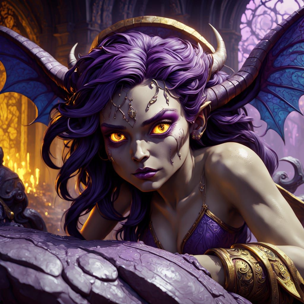 Dark Fantasy Creature with Horns in Digital Art