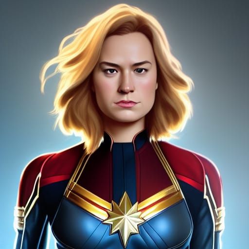 Captain Marvel Portrait in Hyperdetailed Digital Art