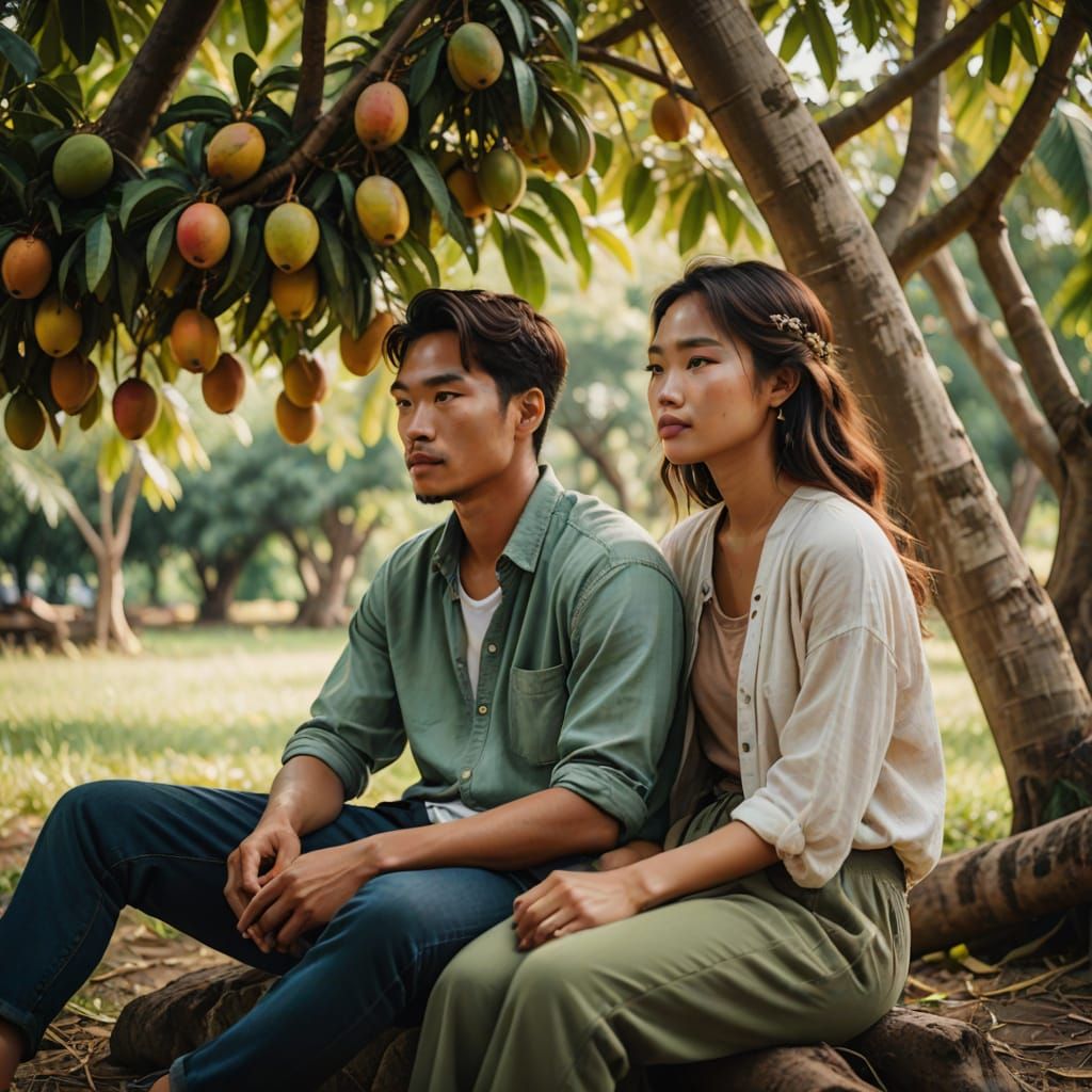 Young Couple Under a Mango Tree in Rural Philippines