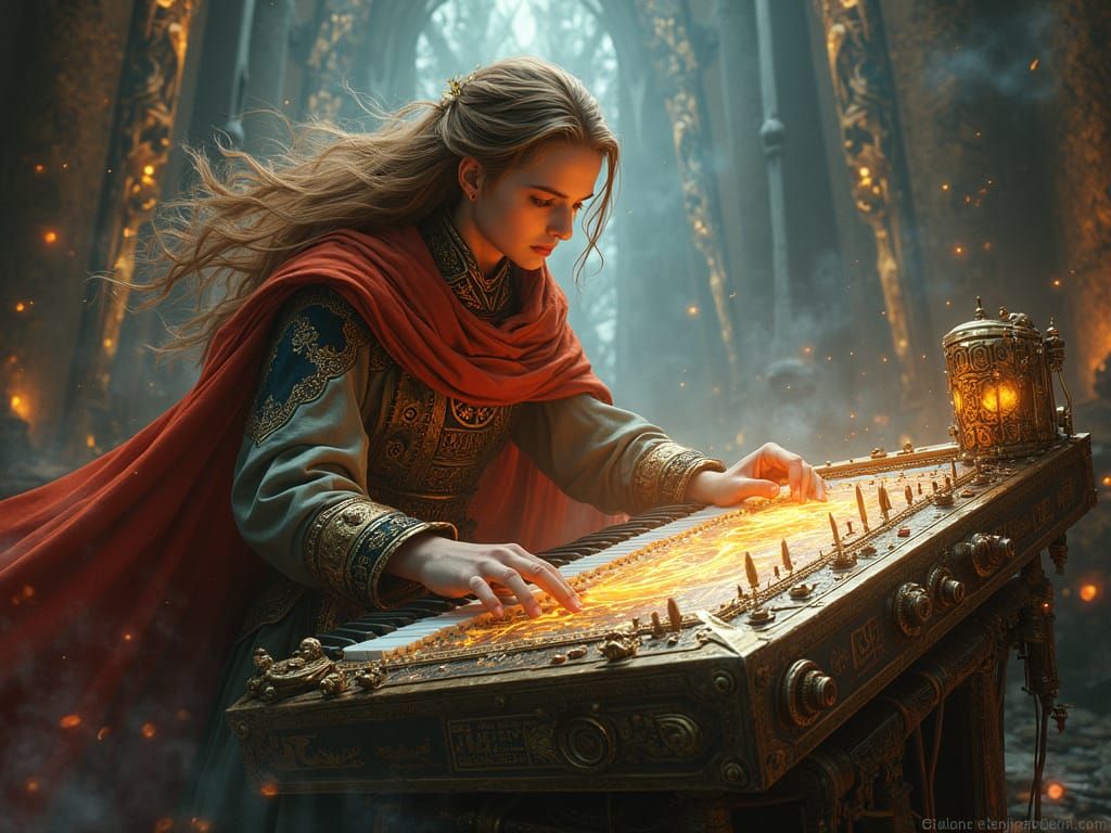 Steampunk Wizard Plays Majestic Outer Space Synthesizers