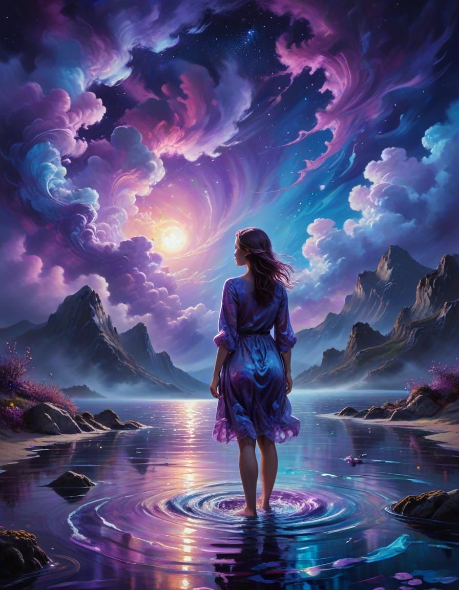 Surreal Dreamscape in Vibrant Oil Painting