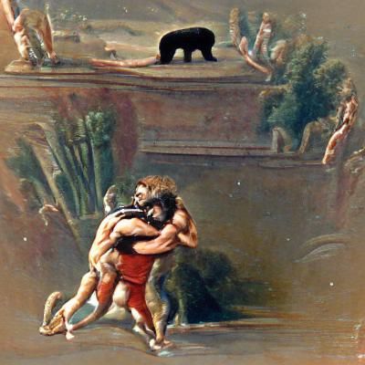 Heracles Crushes Antaeus in Powerful Bear Hug