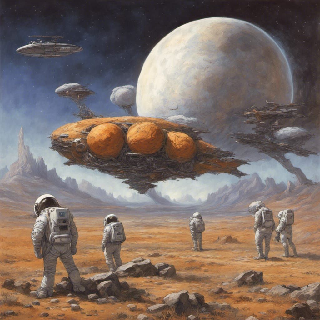 Astronaut and Alien Encounter on Sci-Fi Planet