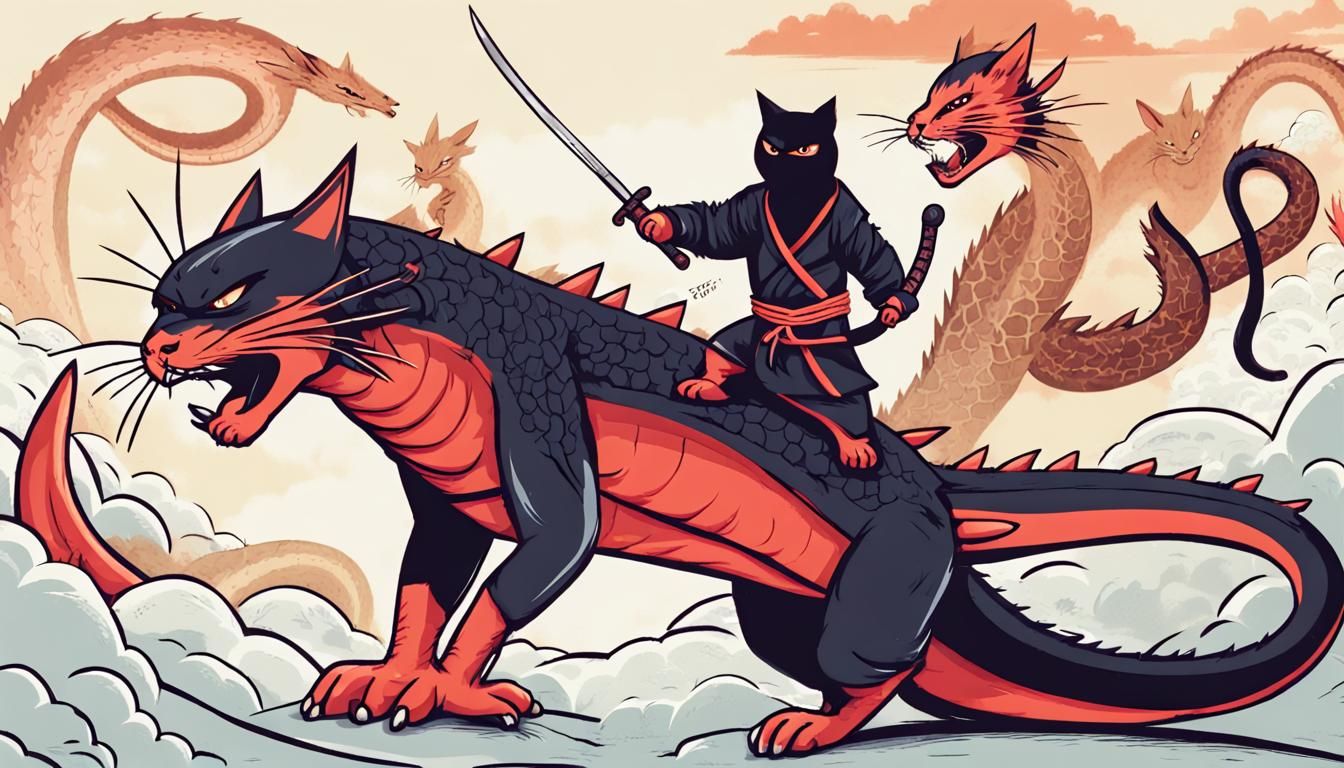 Ninja Cat Dragon Battle