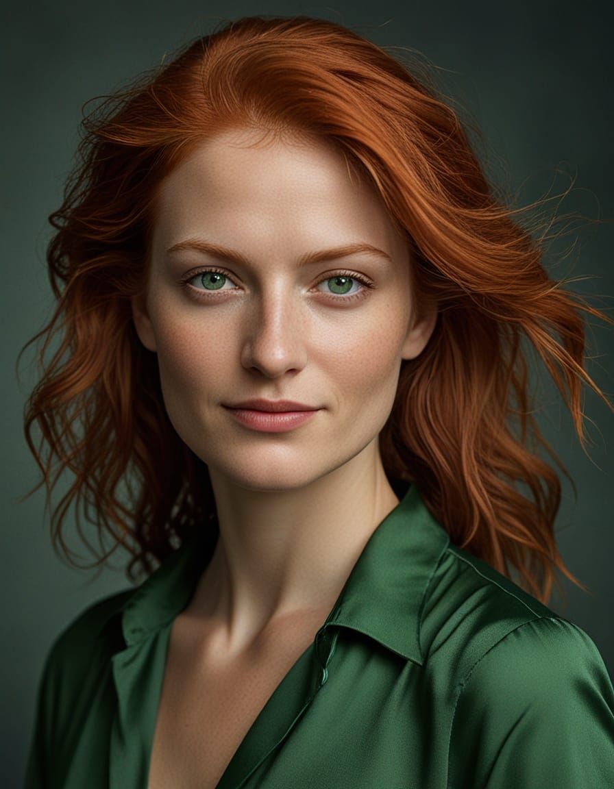 Sensual Redhead in Warm Studio Lighting
