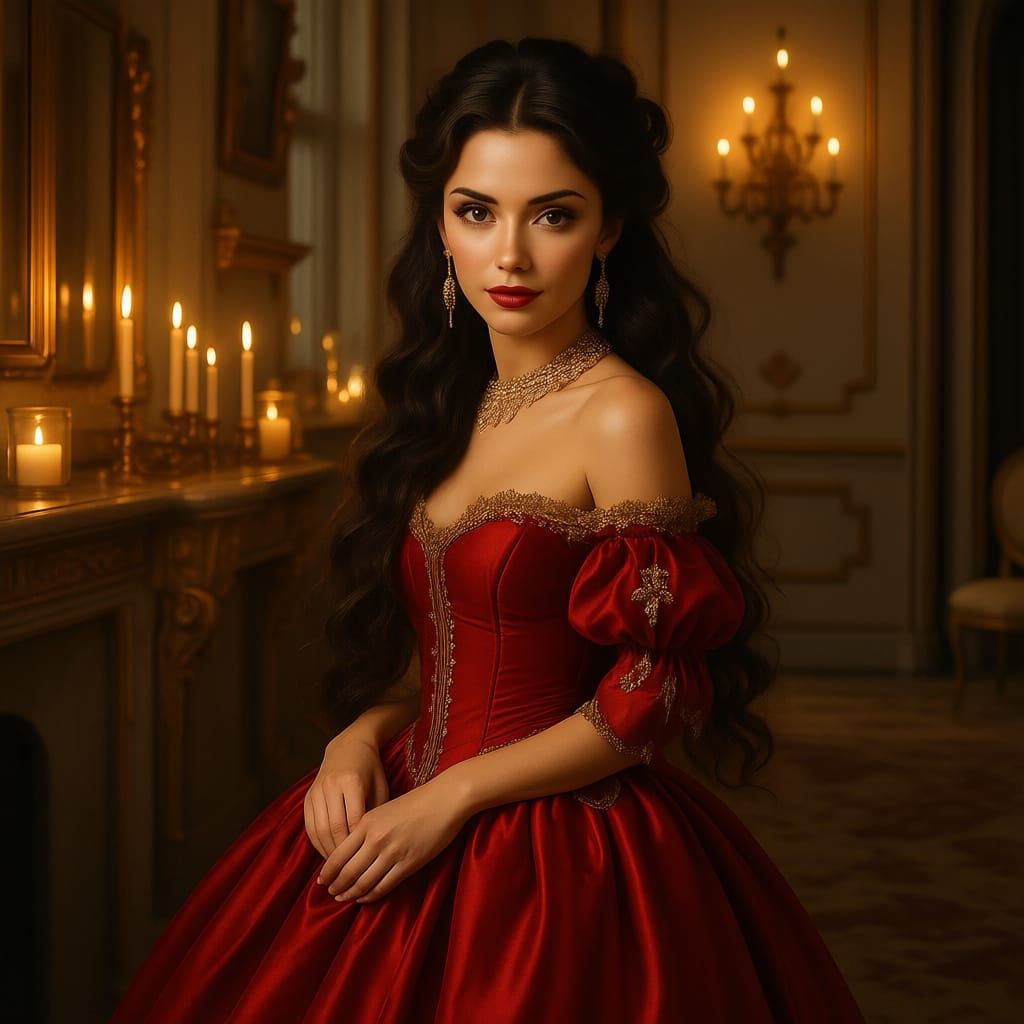 18th Century Duchess in Elegant Silk Gown