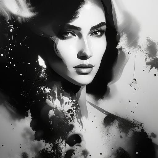 B&W splatter portrait