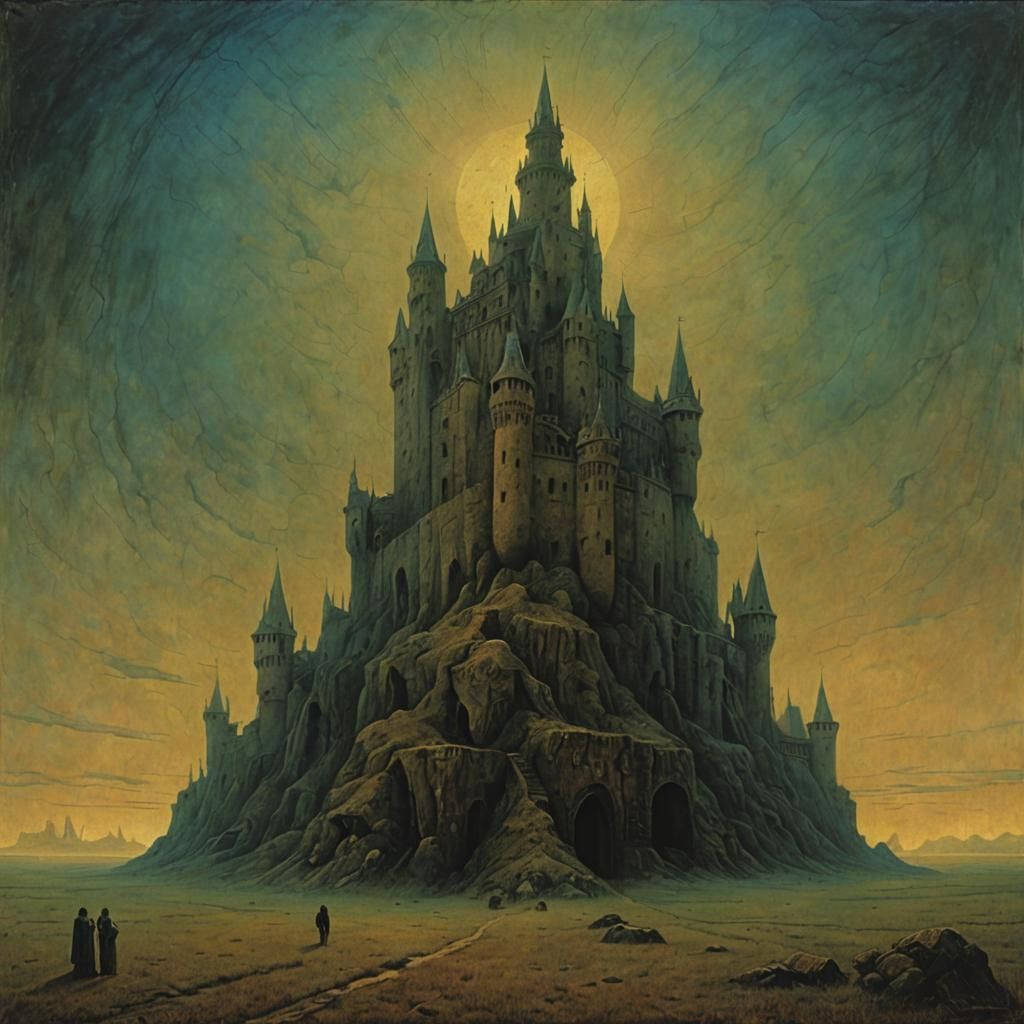 Surreal Medieval Castle in Beksiński Style