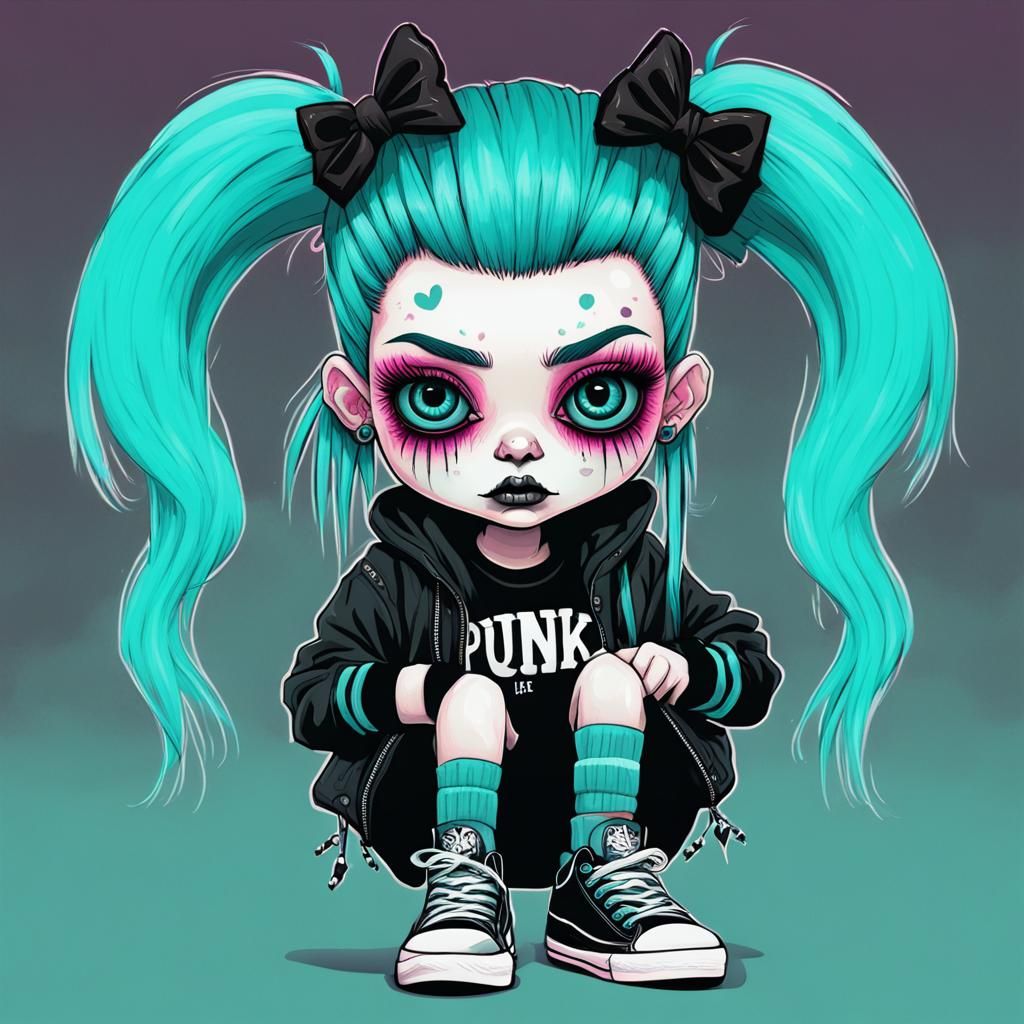 Creepy Cute Punk Girl Digital Illustration