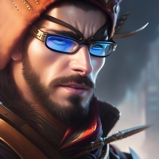 Warrior with Funky Eyewear: Hyperdetailed Portrait