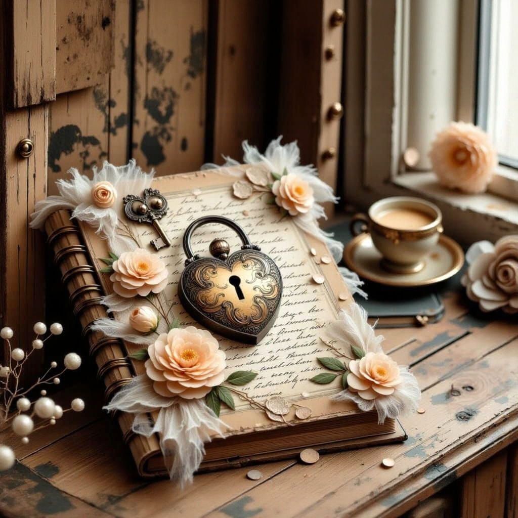 Shabby Chic Junk Journal with Antique Lock